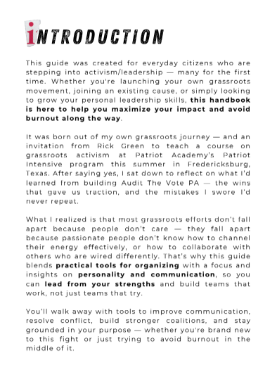 Lead With Your Strengths: A Survival Guide for the Grassroots Patriot (PDF Digital Download)